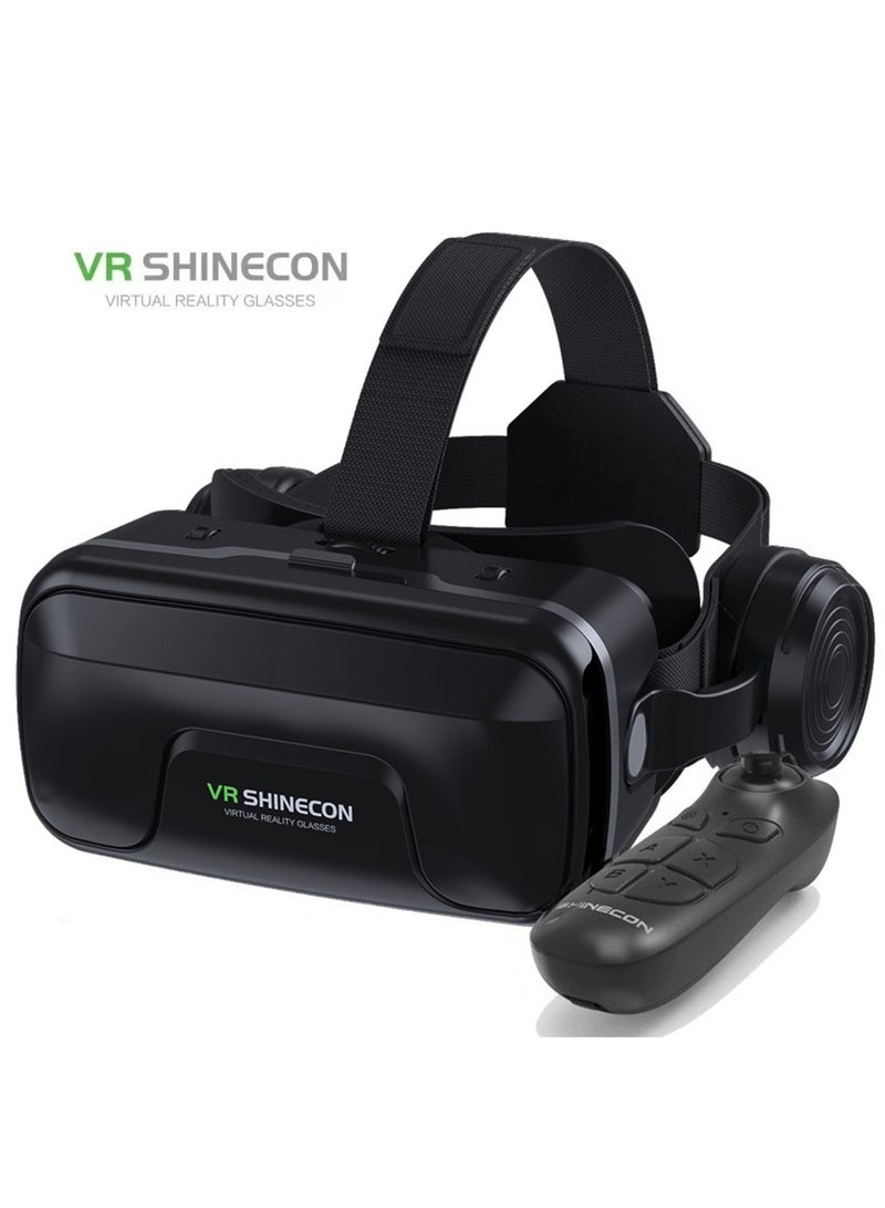 VR SHINECON Classic VR Goggles Bluetooth Headset VR SHINECON 3D Virtual Reality Glasses + Controller for TV, Movies & Video Games Compatible with iOS & Android Within 5.5-7.2inch Screen Phone Eye Protected Soft & Comfortable Adjustable Distance IMAX Giant Screen/Optical Lenses/Panoramic Roaming/ Immersive Games - Image 1